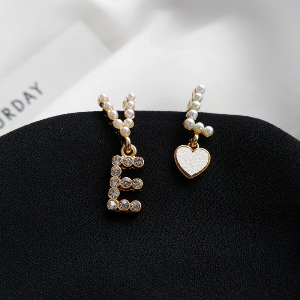 LOVE mini pearls rhinestone Drop Earrings - Picture 13 of 14